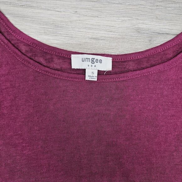 Umgee Womens Maroon Longsleeve Shirt Crochet Trim Small - Picture 3 of 6